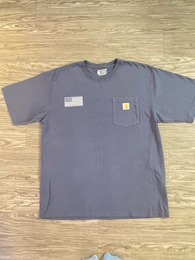 Carhartt Pocket Tee Graphic Back Logo Loose Fit Workwear T Shirt Gray Size L